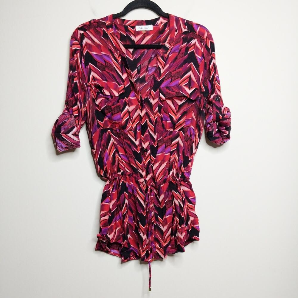 Calvin Klein Patterned Blouse - Size L - Euc - image 3